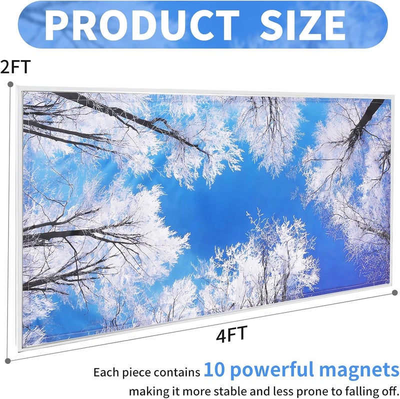 Torixqi 2pcs Fluorescent Light Covers - Light Covers for Ceiling Lights Classroom, Magnetic Light Filters for Office, Hospitals, Home 4 x 2 Feet (winter) - Image 2